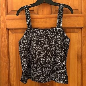 LOFT Navy Polka Dot Square-Neck Tank